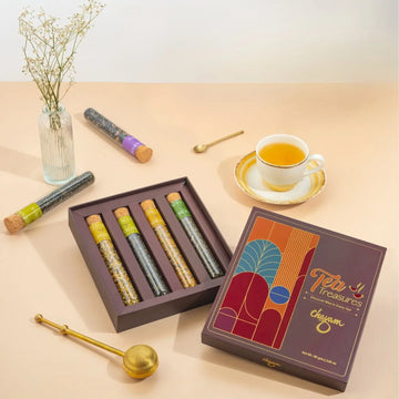 Exotic Tea Treasures | 4 Tea Flavours in Glass Tubes | Diwali Gifting Hamper