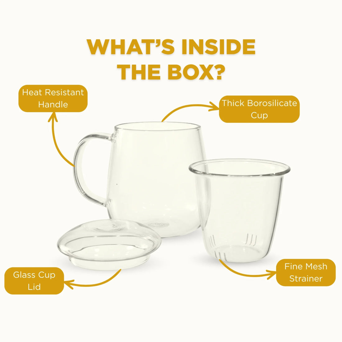 STEEP SMART - Glass Tea Cup with Built-In Infuser