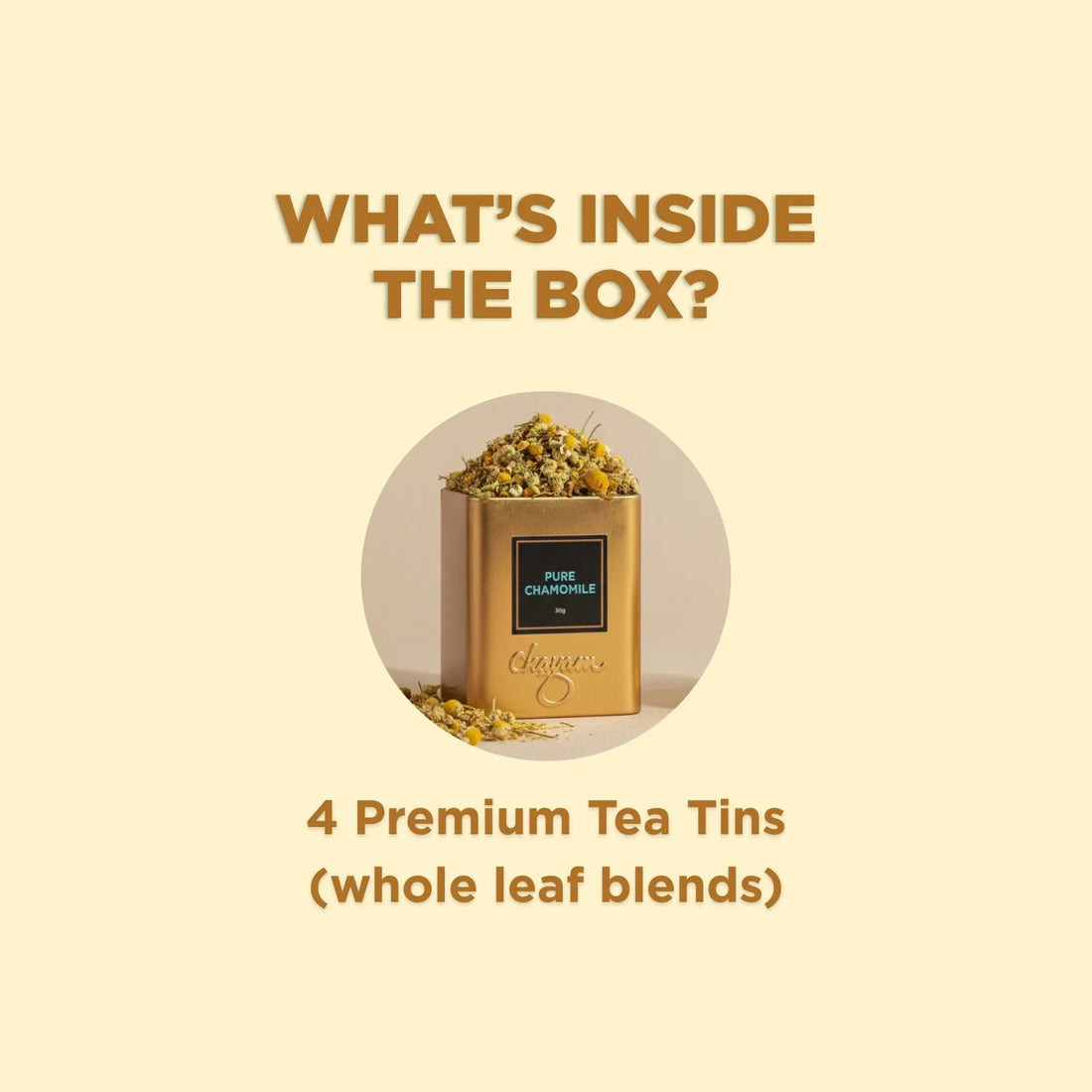 Mother's Day Gift: Luxury Wooden Box with 4 Premium Exotic Tea Tins