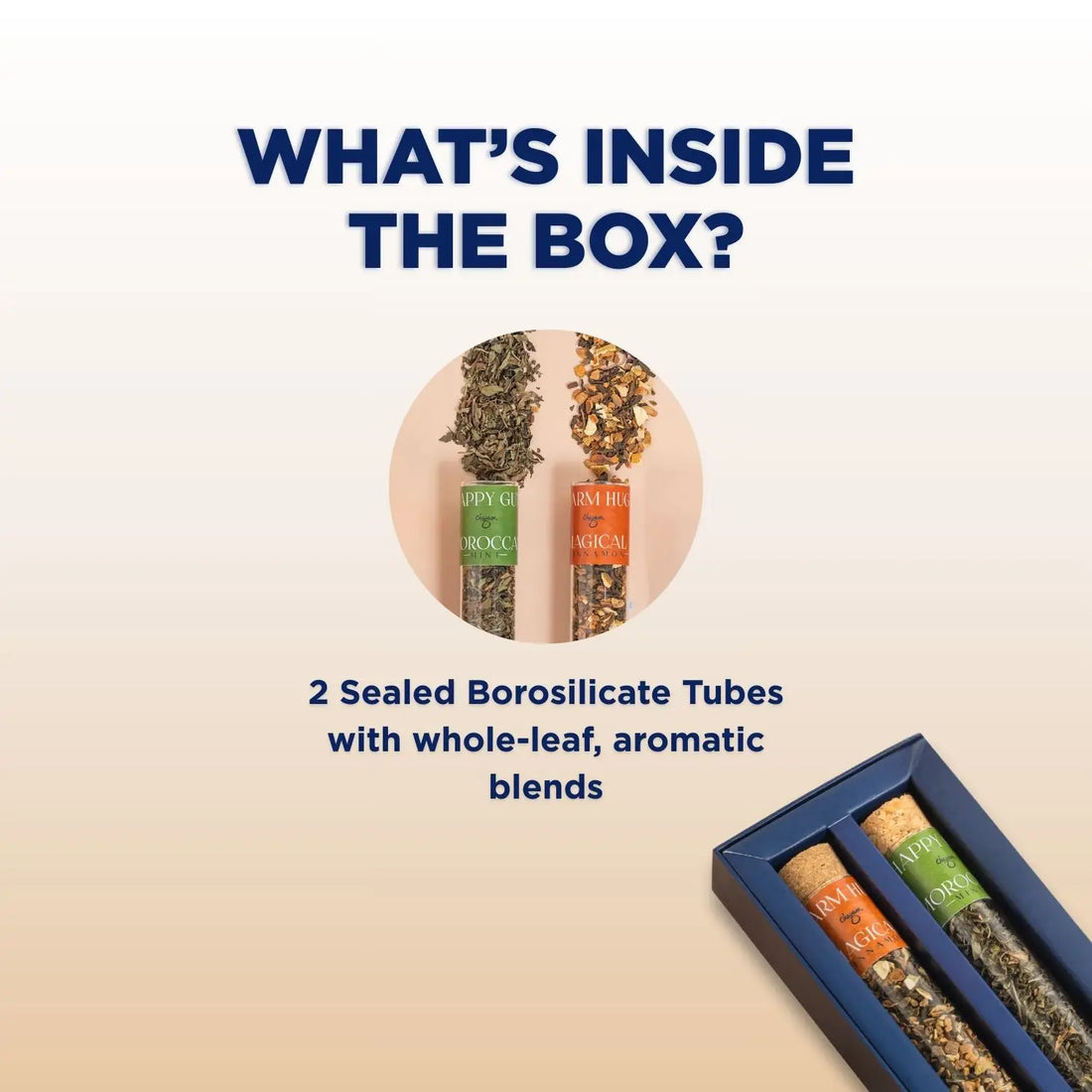 Mini Tea Treasures Gift Box – 2 Premium Loose Teas in Glass Tubes | Convenient Diwali Gift