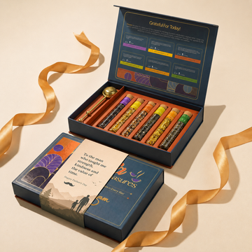 Father's Day Gift Box: 6 Assorted Tea Tubes & Pure Brass Infuser