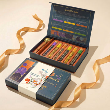 Mother's Day Gift Box: 6 Assorted Tea Tubes & Pure Brass Infuser