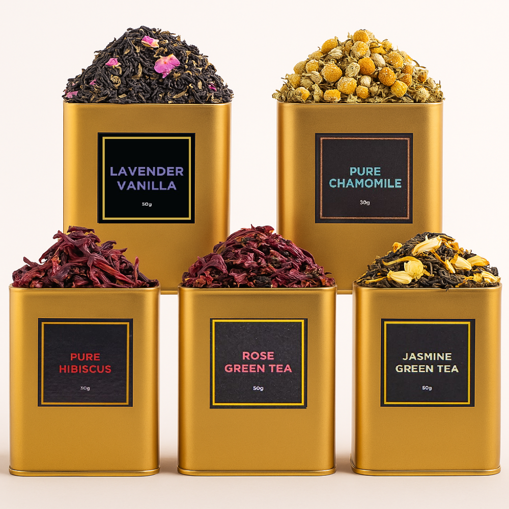 Floral Tea Combo – Lavender, Chamomile, Hibiscus, Rose & Jasmine