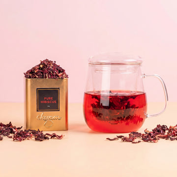 BLOOM Tea Set - Glass Infusion Mug & 50g Pure Hibiscus Herbal Infusion