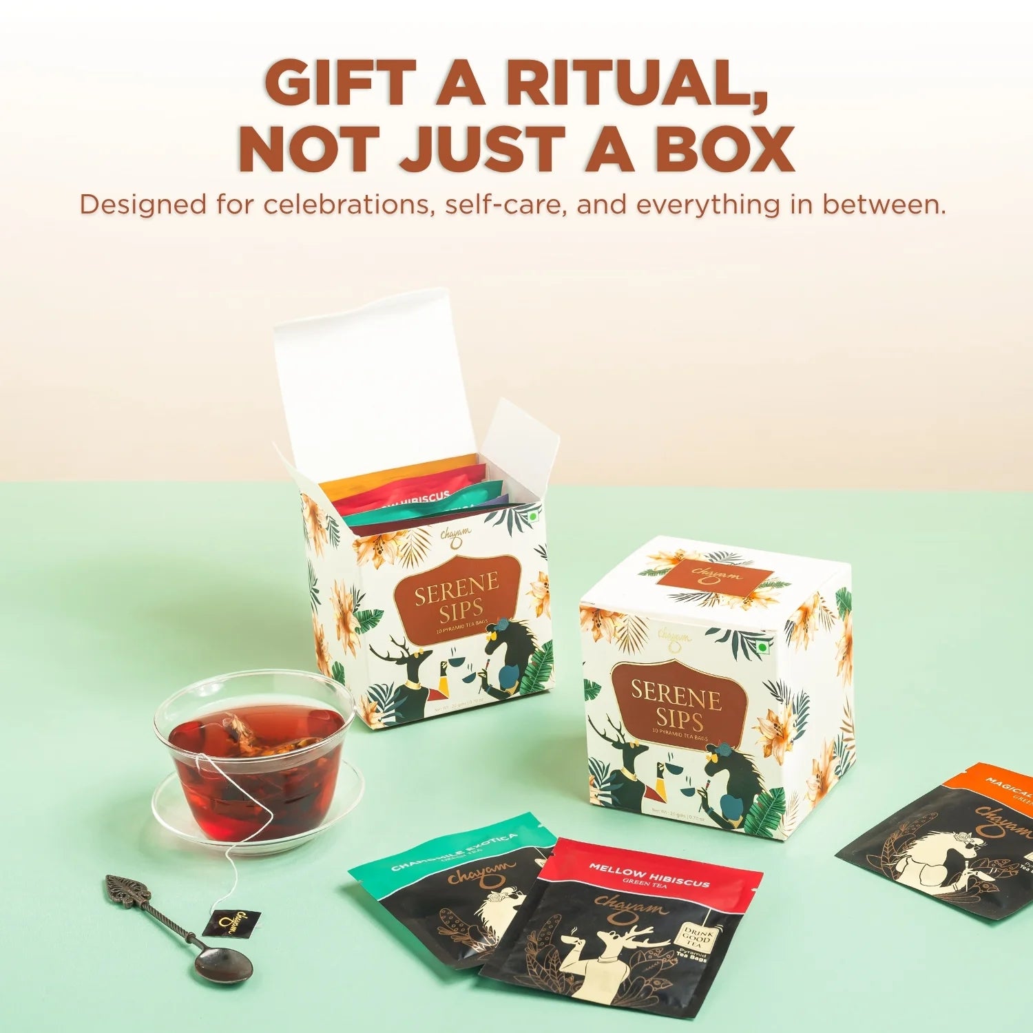 Serene Sips Gift Box | 10 Assorted Tea Bags | Gift for Diwali