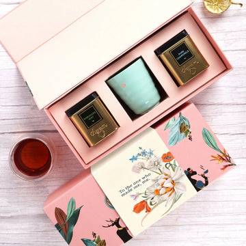 Mother's Day Gift Box: 1 Gold Embossed Kulhad & 2 Exotic Tea Tins