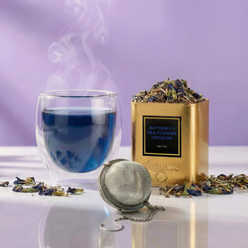 SAPPHIRE Tea Set: Butterfly Infusion, Double Walled Cup & Round Infuser