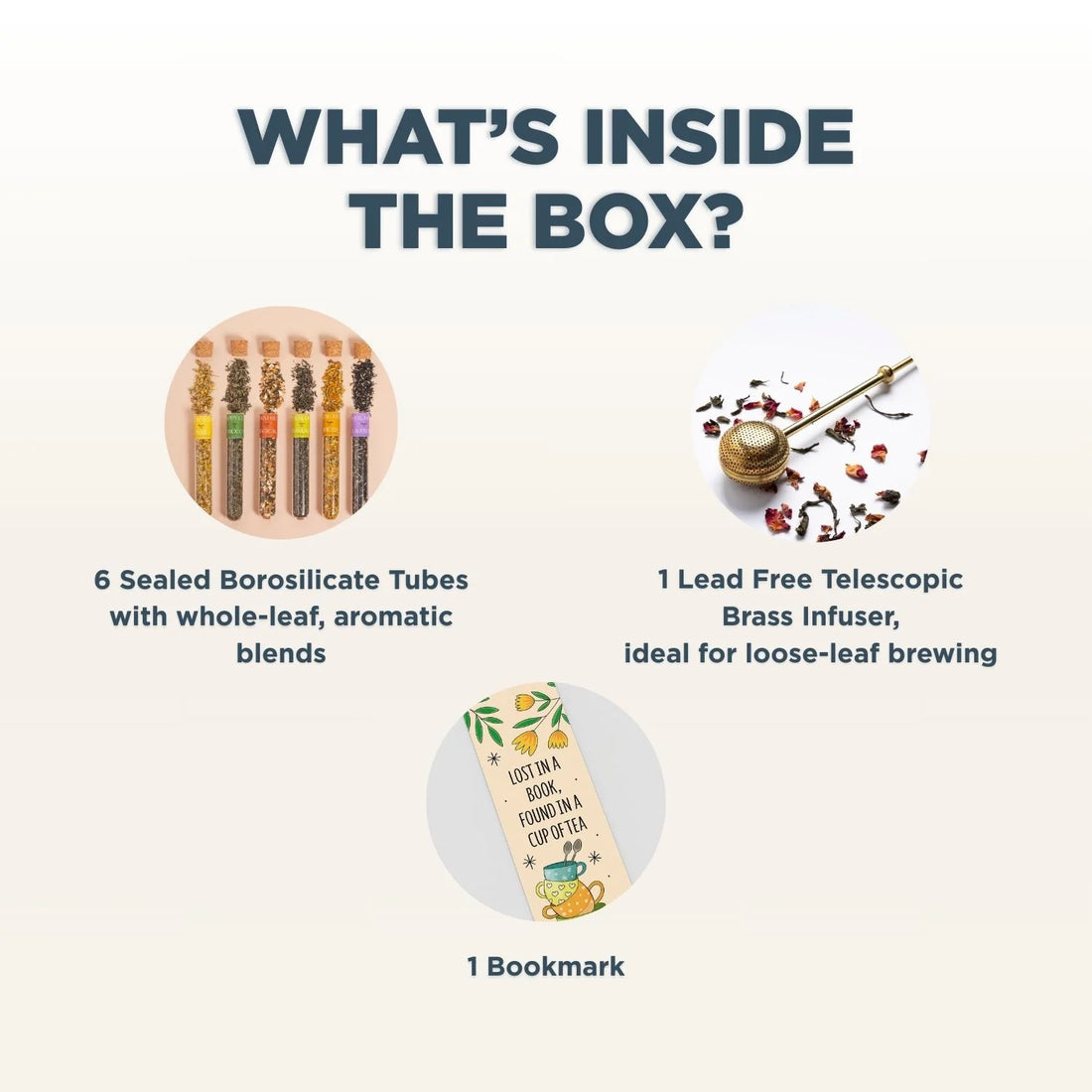 Father's Day Gift Box: 6 Assorted Tea Tubes & Pure Brass Infuser