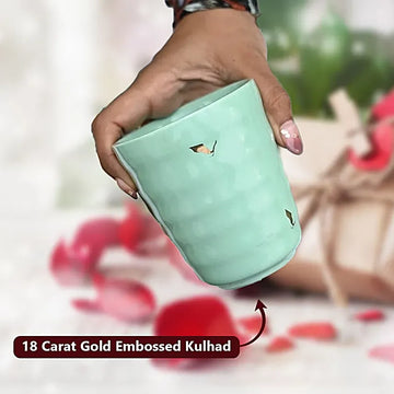 🎁 GUILD - 18 Carat Gold Embossed Ceramic Kulhad