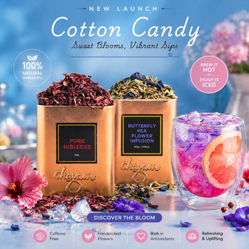 Cotton Candy Tea Set | Hibiscus & Butterfly Pea Infusion with Glass Cup