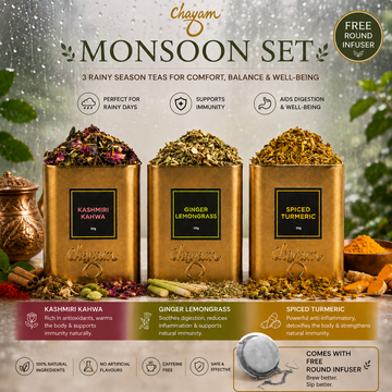 Monsoon Tea Set | 3  Rainy Season Teas for Comfort , Balance & Well- Being | Free Round Infuser
